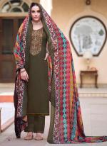 Viscose Rayon Brown Casual Wear Swaroski Work Straight Salwar Suit 